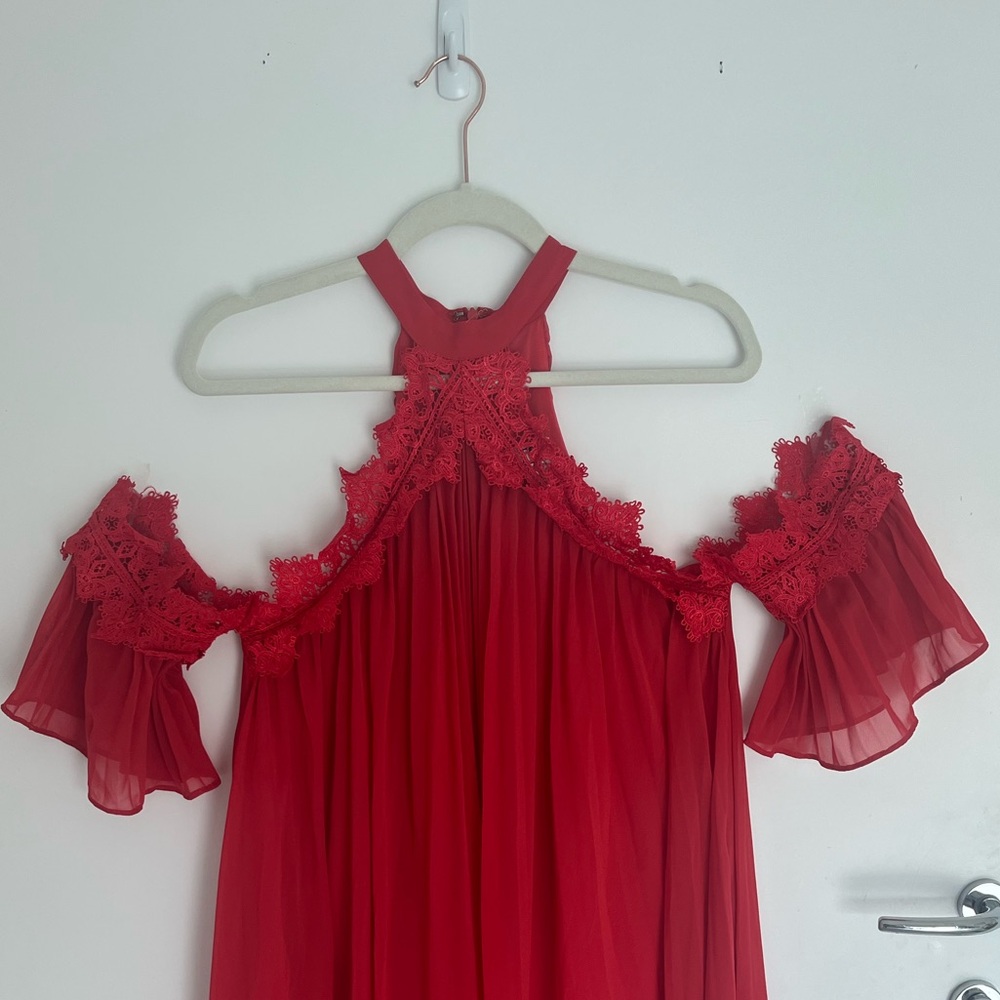 Red Cold Shoulder Dress - Picture 2 of 3